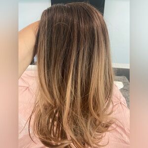 Shoulder length wig with highlights.  Never worn